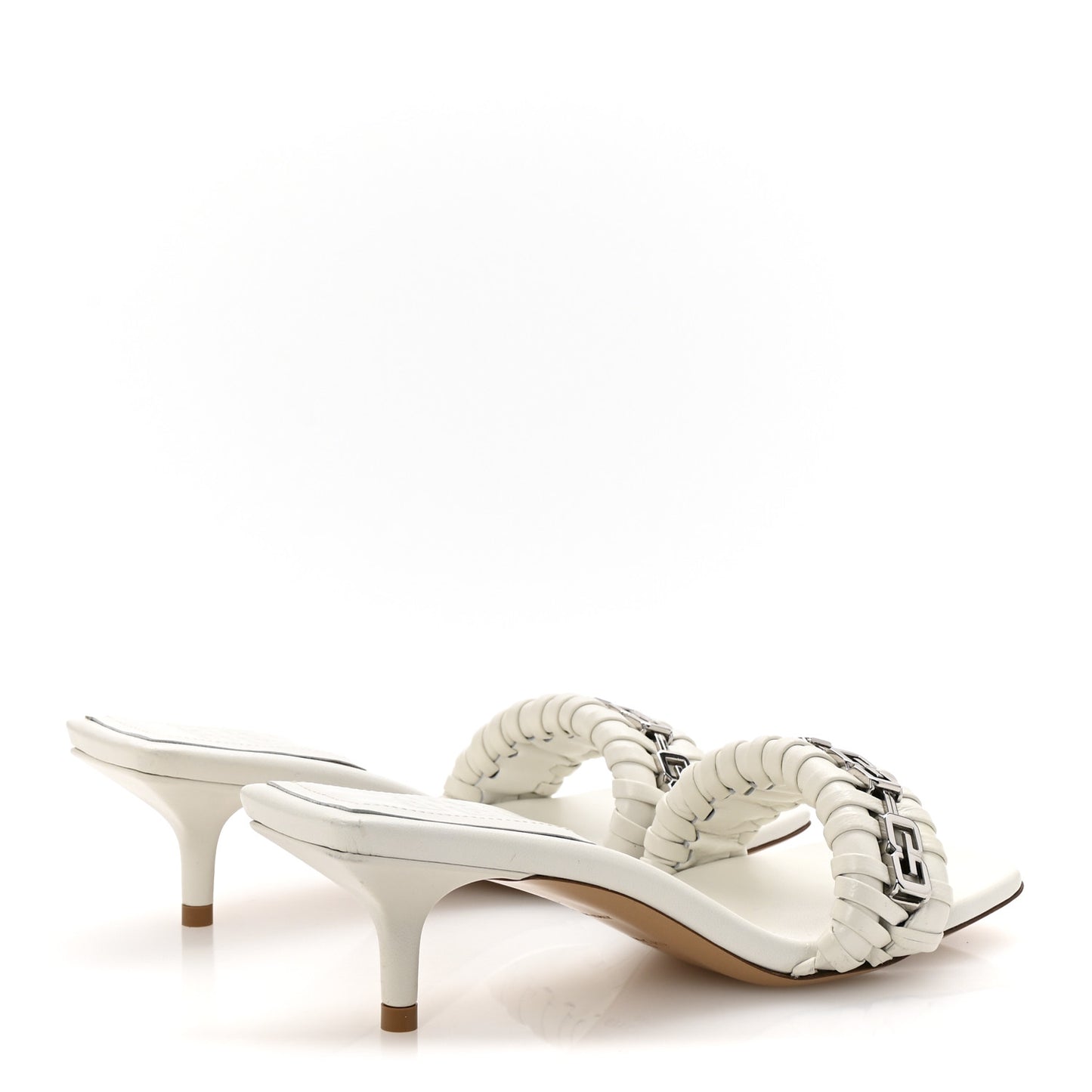 Nappa G Woven 50mm Mules 35 Ivory