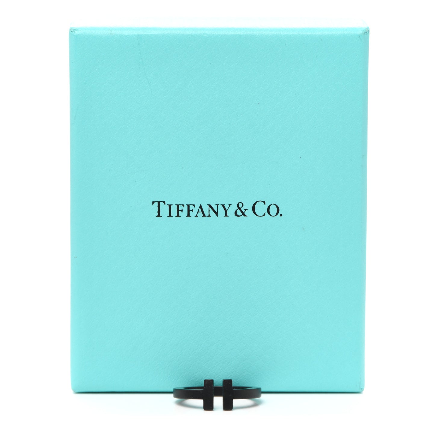 Black-Coated Stainless Steel T Square Ring 56 7.5