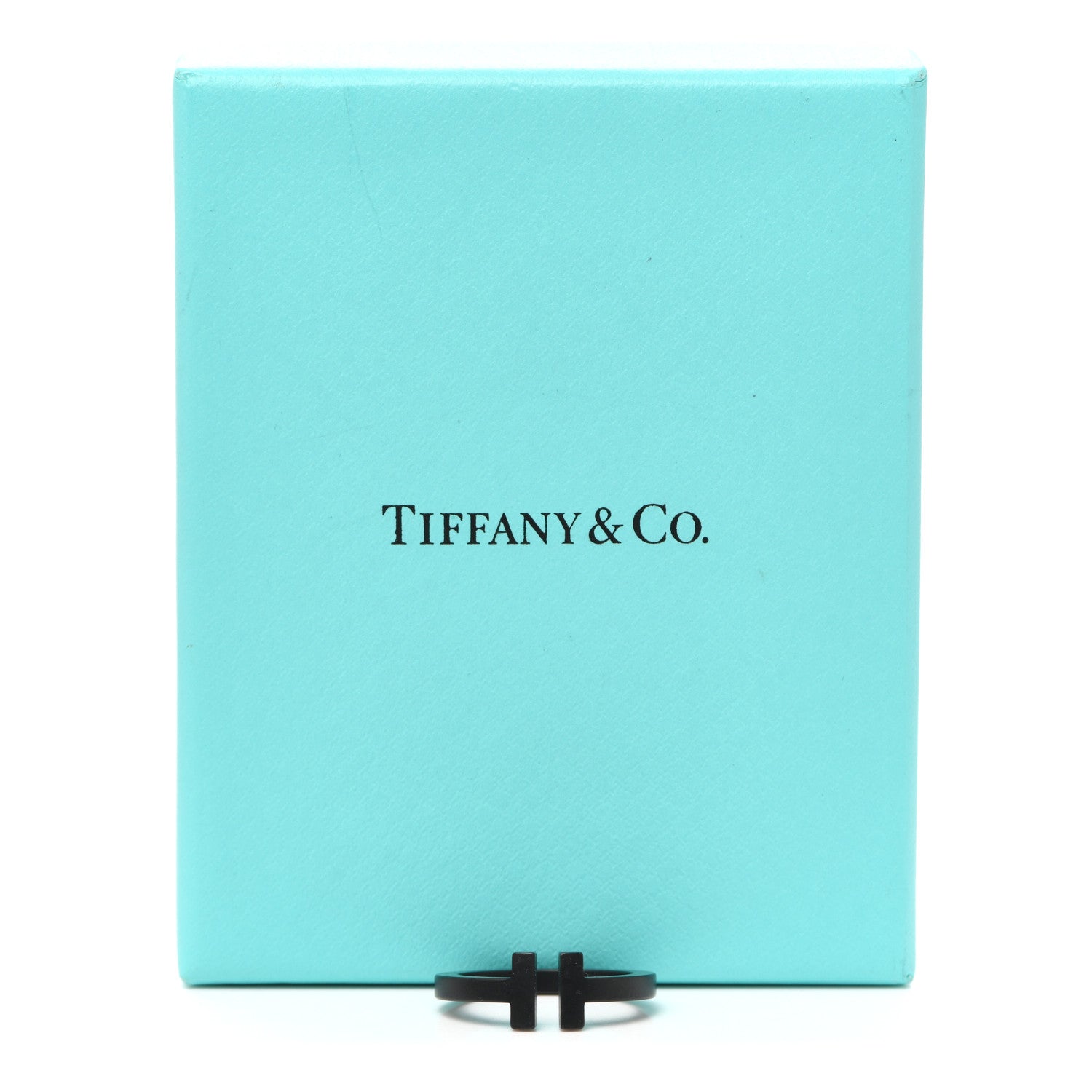 Tiffany Black-Coated Stainless Steel T Square Ring 56 7.5 5 of 5