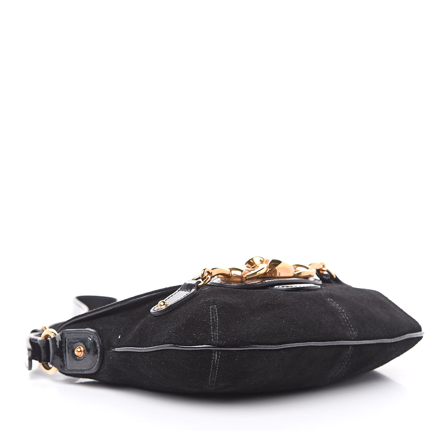 Gucci Suede Wave Flap Bag Black 4 of 13