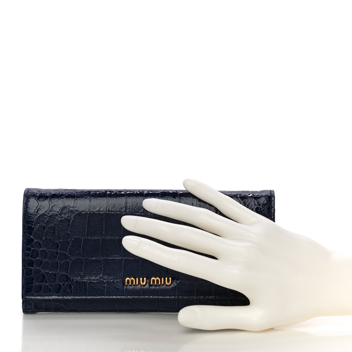 Patent Crocodile Embossed Saint Cocco Lux Continental Flap Wallet Bluette