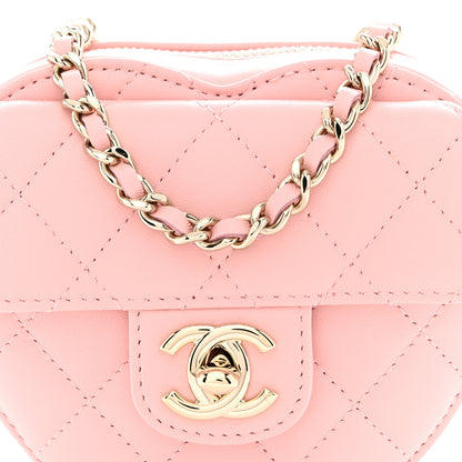 Chanel Lambskin Quilted CC In Love Heart Clutch With Chain Light Pink 8 of 11