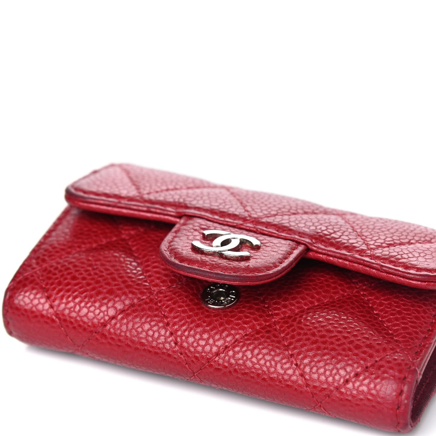 Metallic Caviar Quilted 6 Key Holder Dark Pink