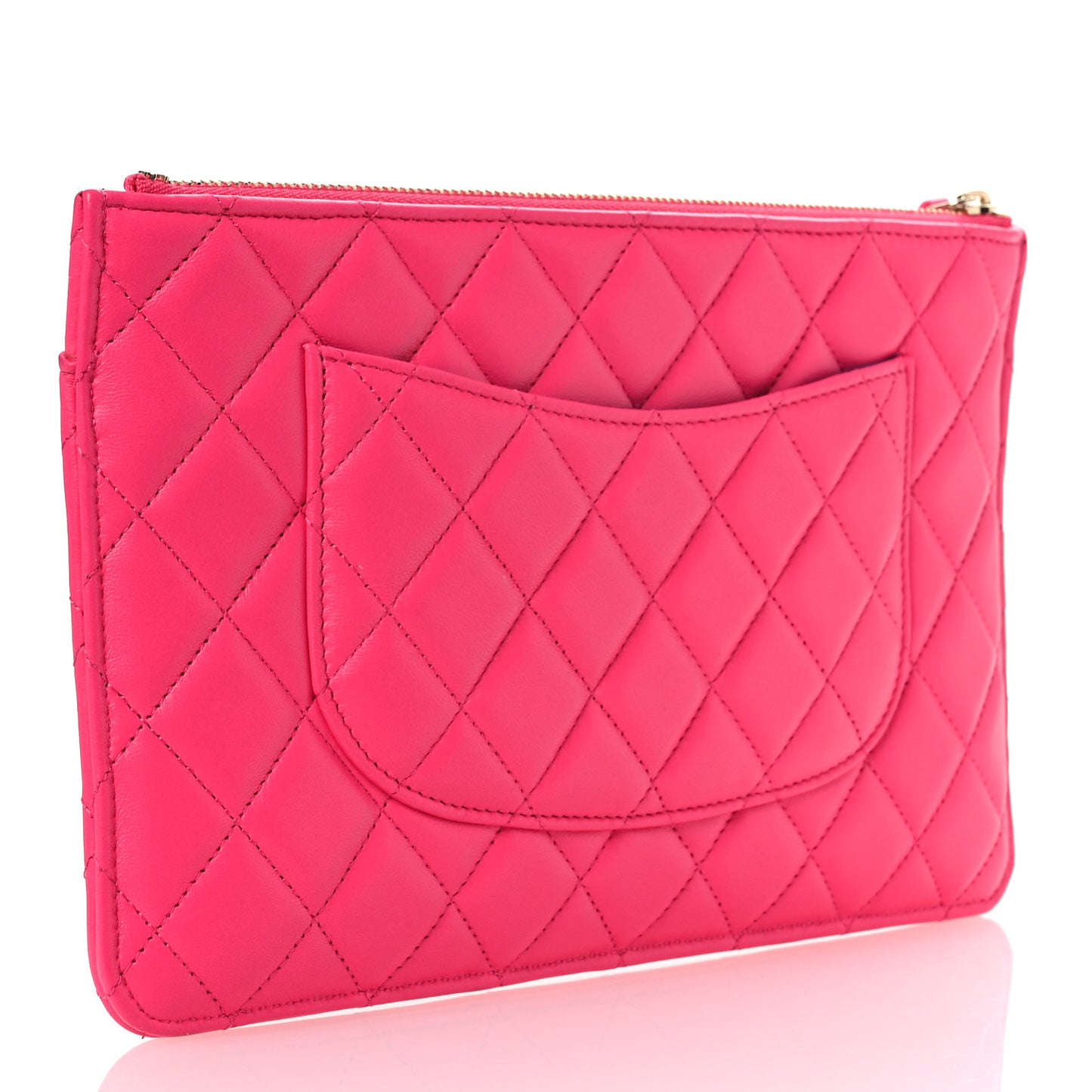 Lambskin Quilted Sunset Boulevard Pouch Case Pink Purple