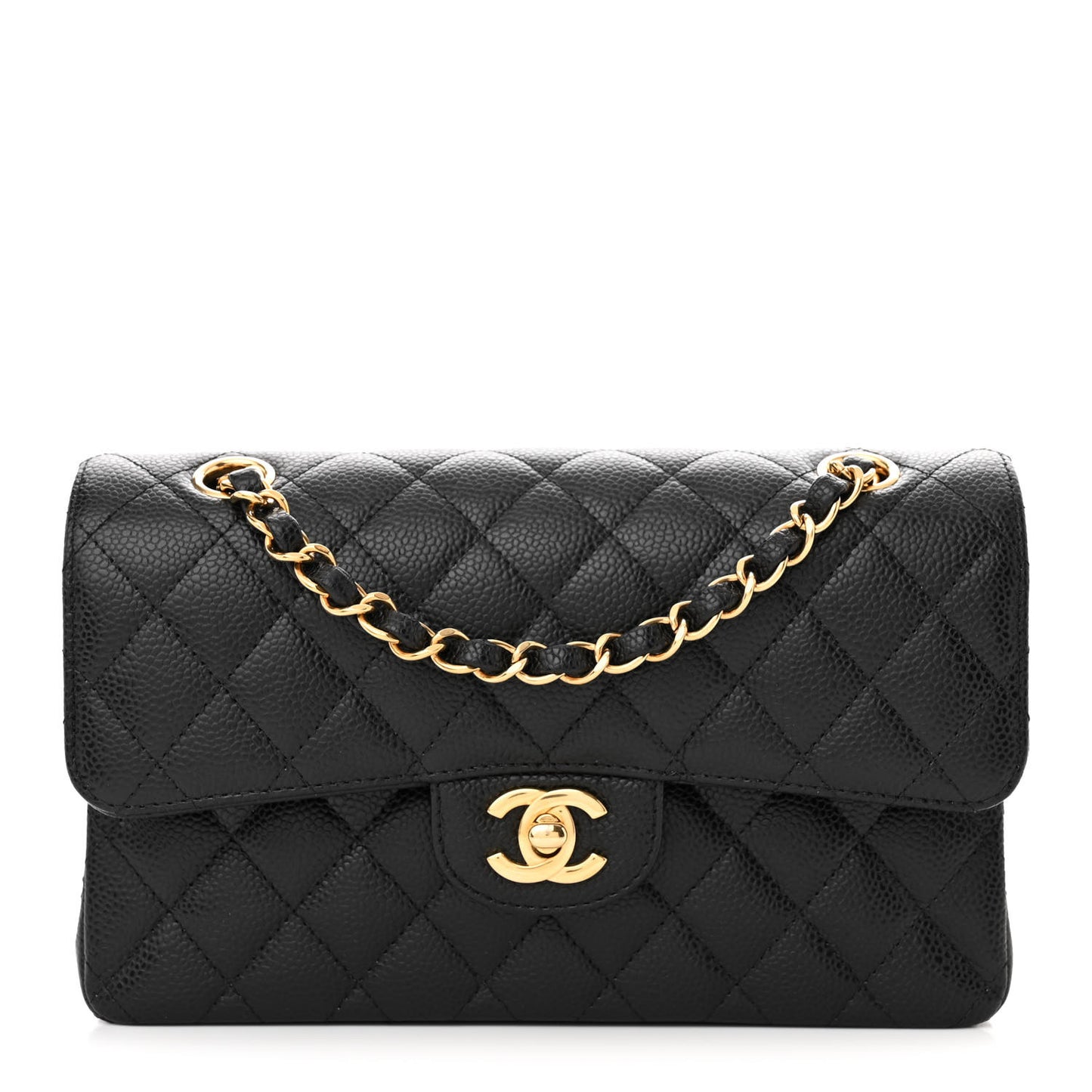 Caviar Quilted Small Double Flap Black