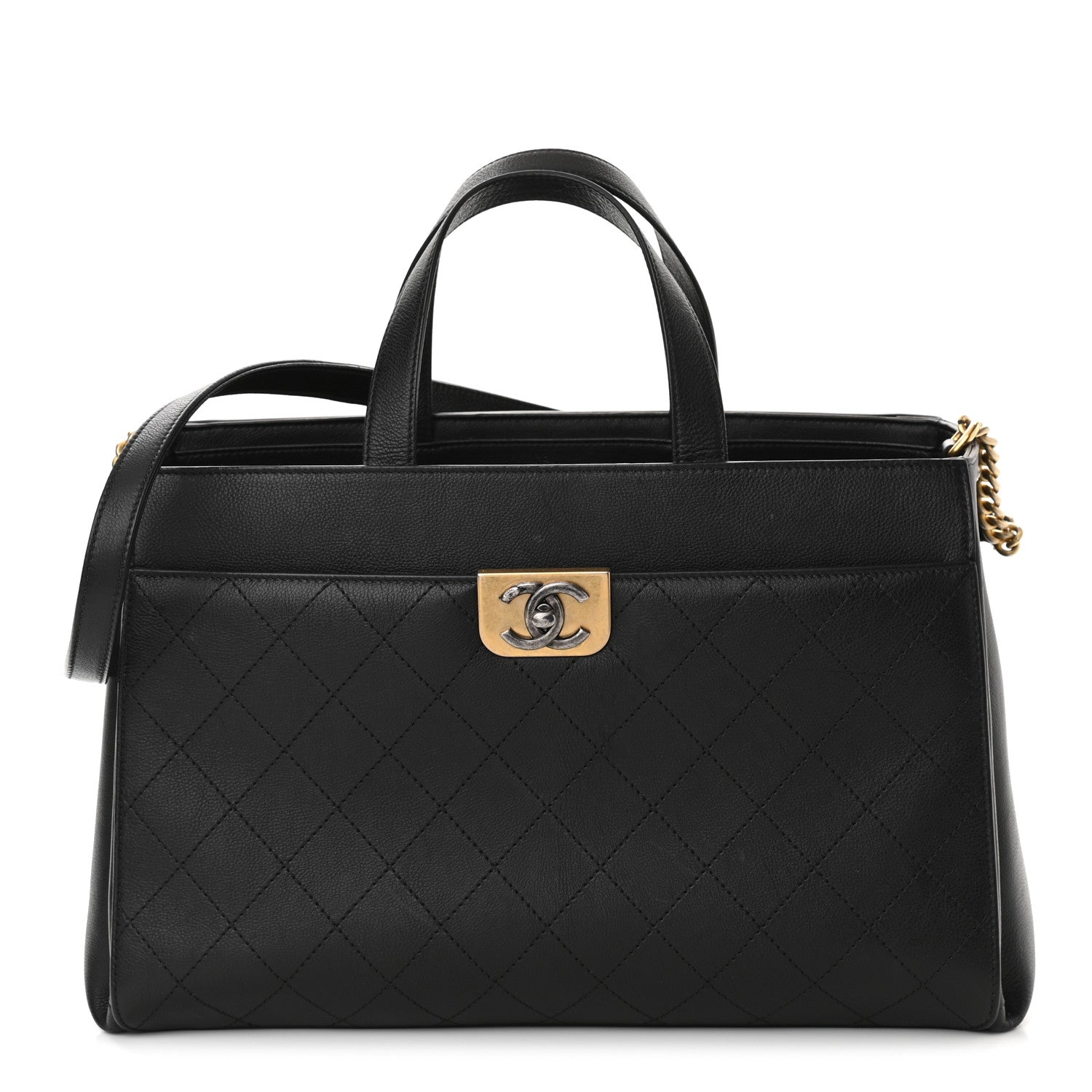 Chanel Calfskin Stitched Large Straight Lines Shopping Tote Black 1 of 13
