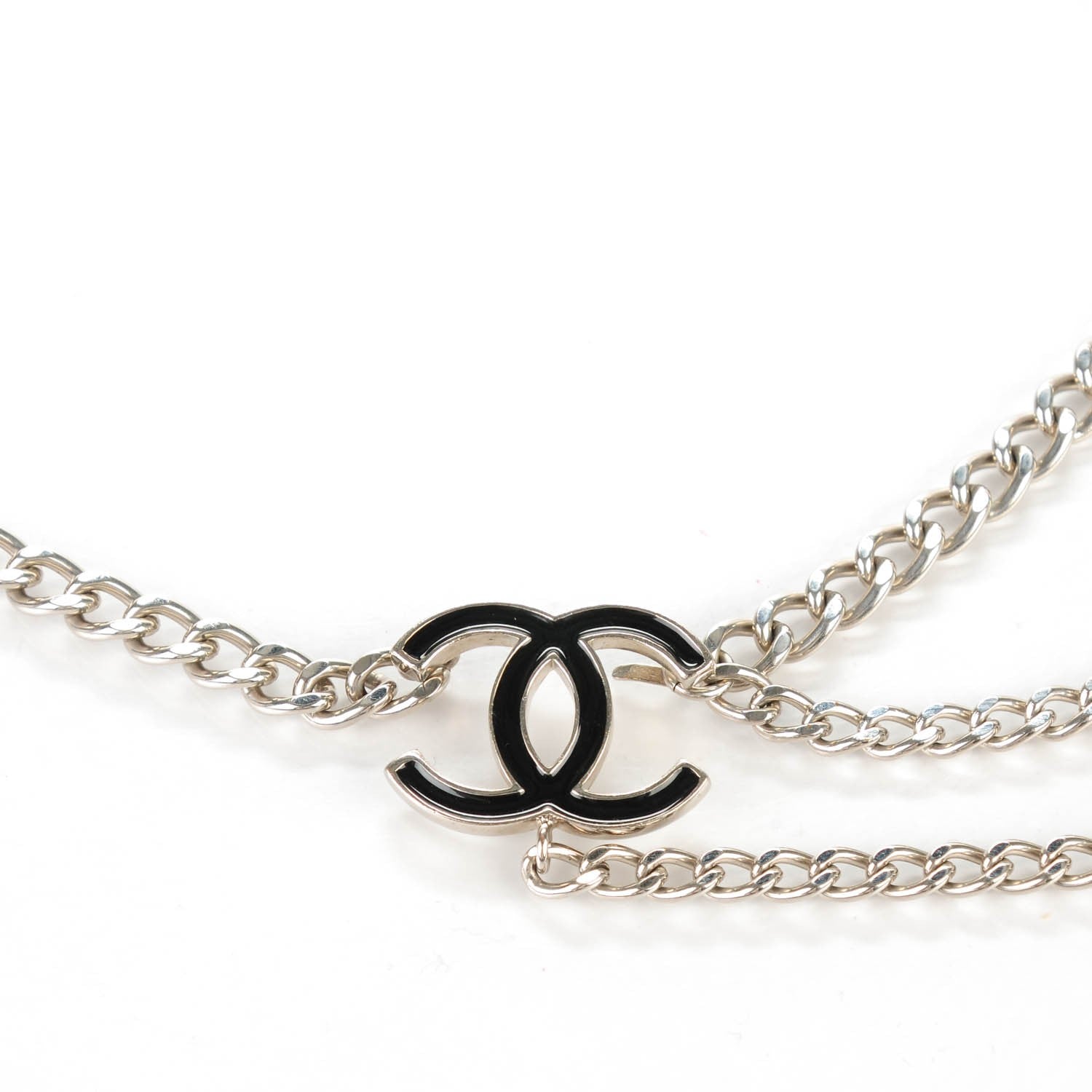 Chanel Enamel CC Chain Belt Silver Black 3 of 5