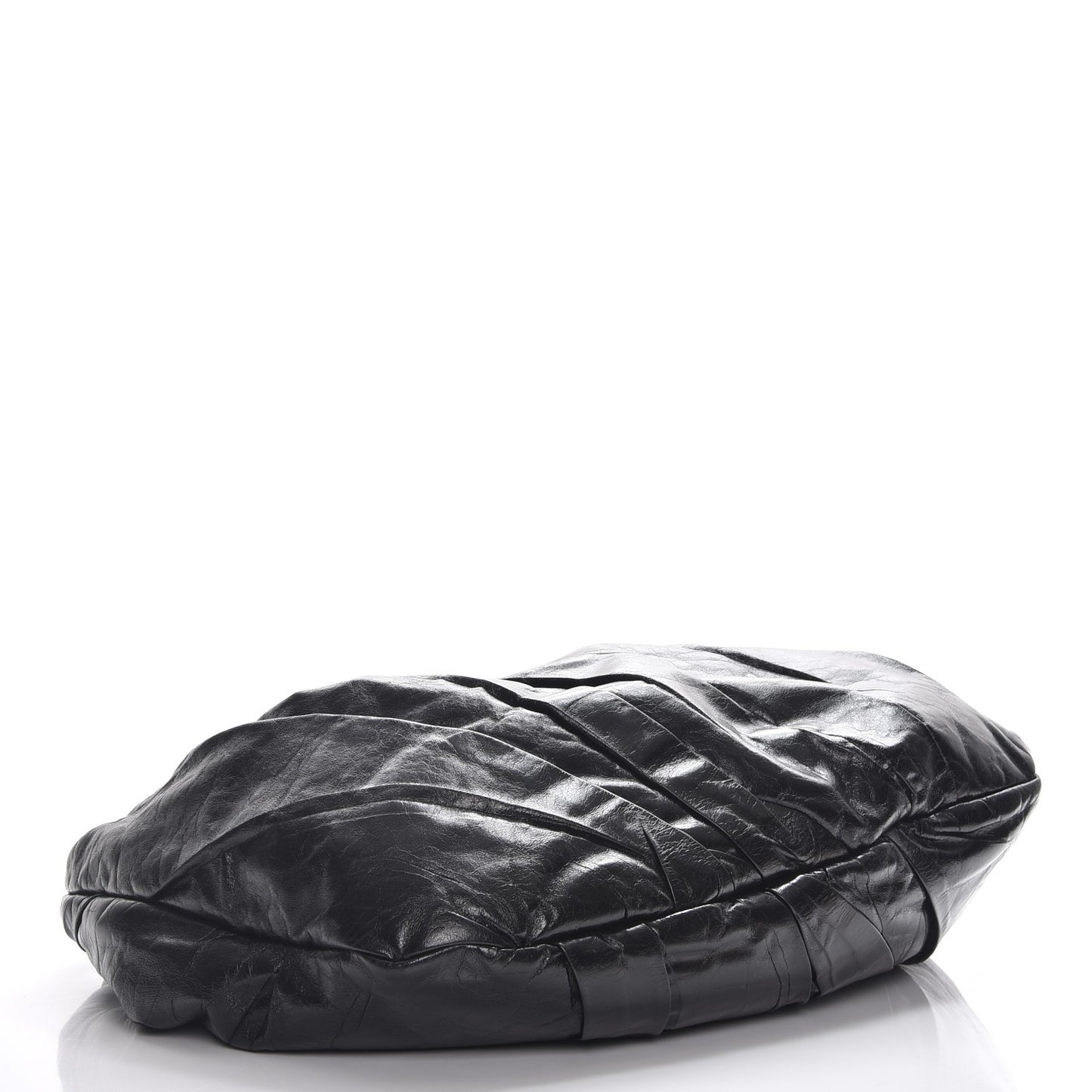 Glazed Calfskin Twisted Hobo Black
