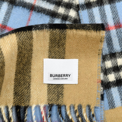 Burberry Cashmere Vintage Check Giant Check Scarf Opal Blue 3 of 3