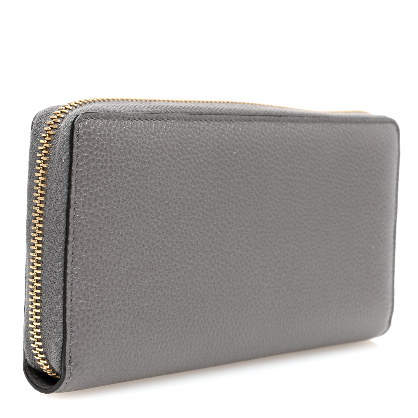 Grainy Calfskin Zumi Zip Around Wallet Dusty Grey