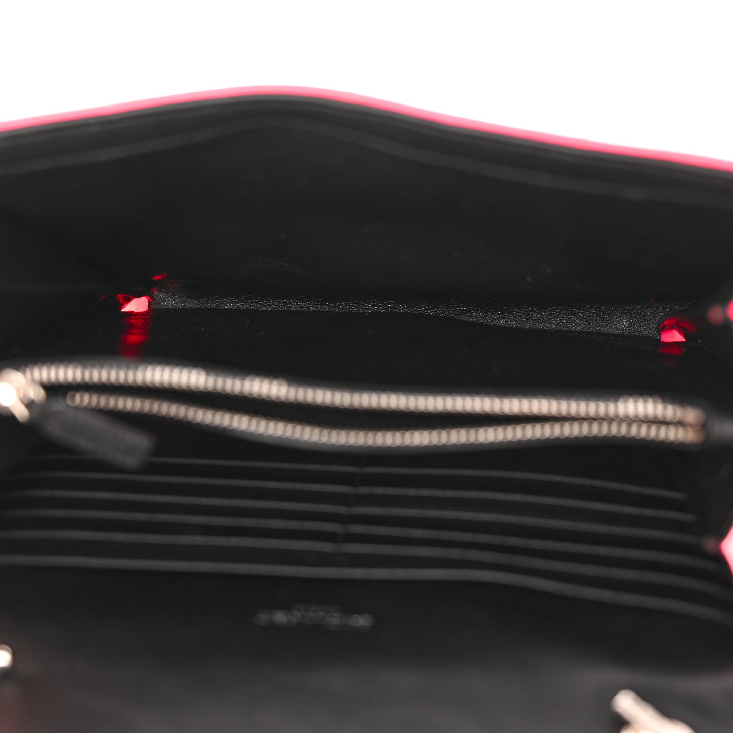 Patent Calfskin Matelasse Monogram Vicky Chain Wallet Neon Pink