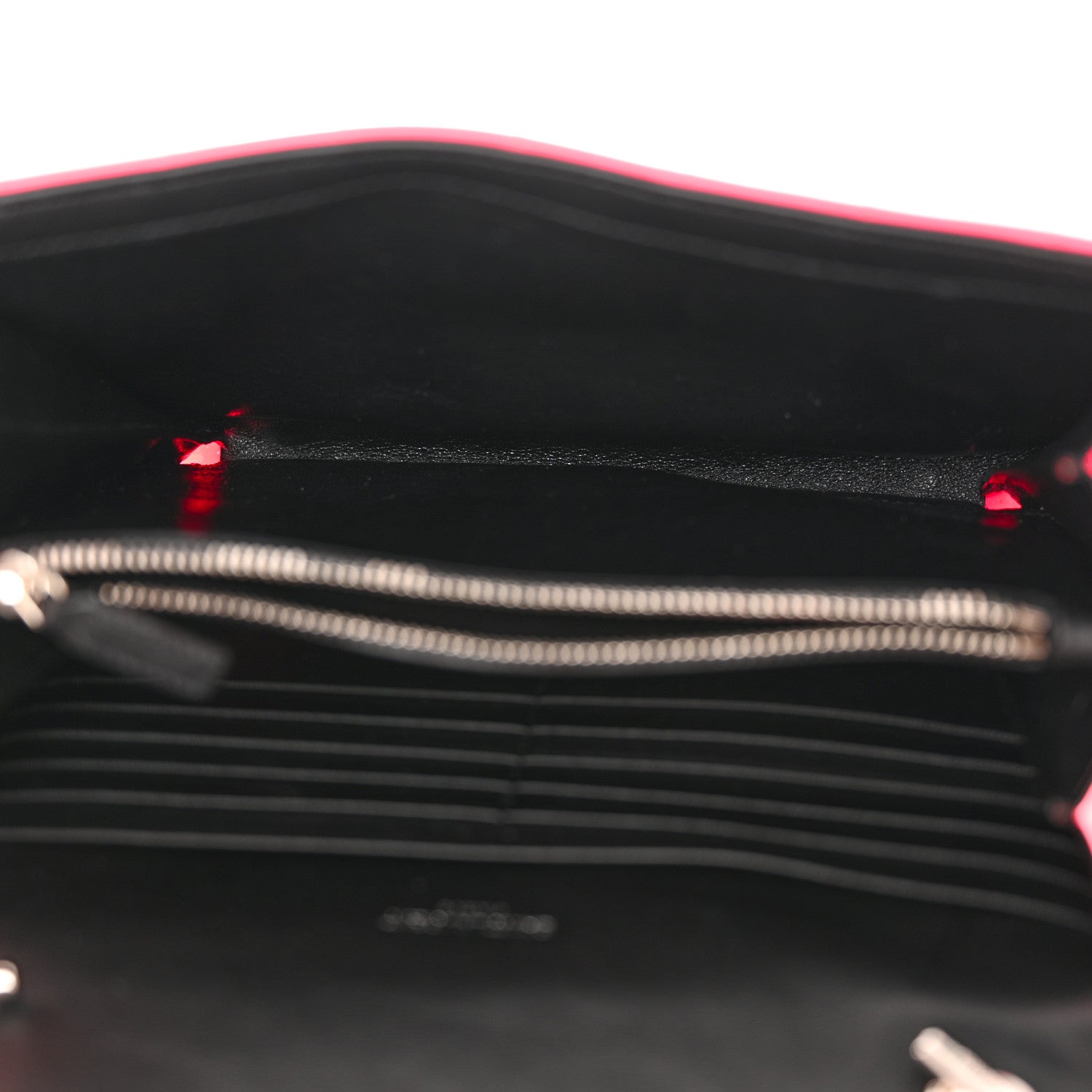 Saint Laurent Patent Calfskin Matelasse Monogram Vicky Chain Wallet Neon Pink 5 of 11