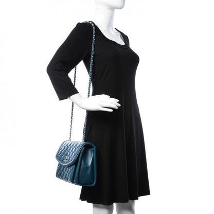 Chanel Lambskin Quilted Large Geometric Flap Dark Blue 2 of 8