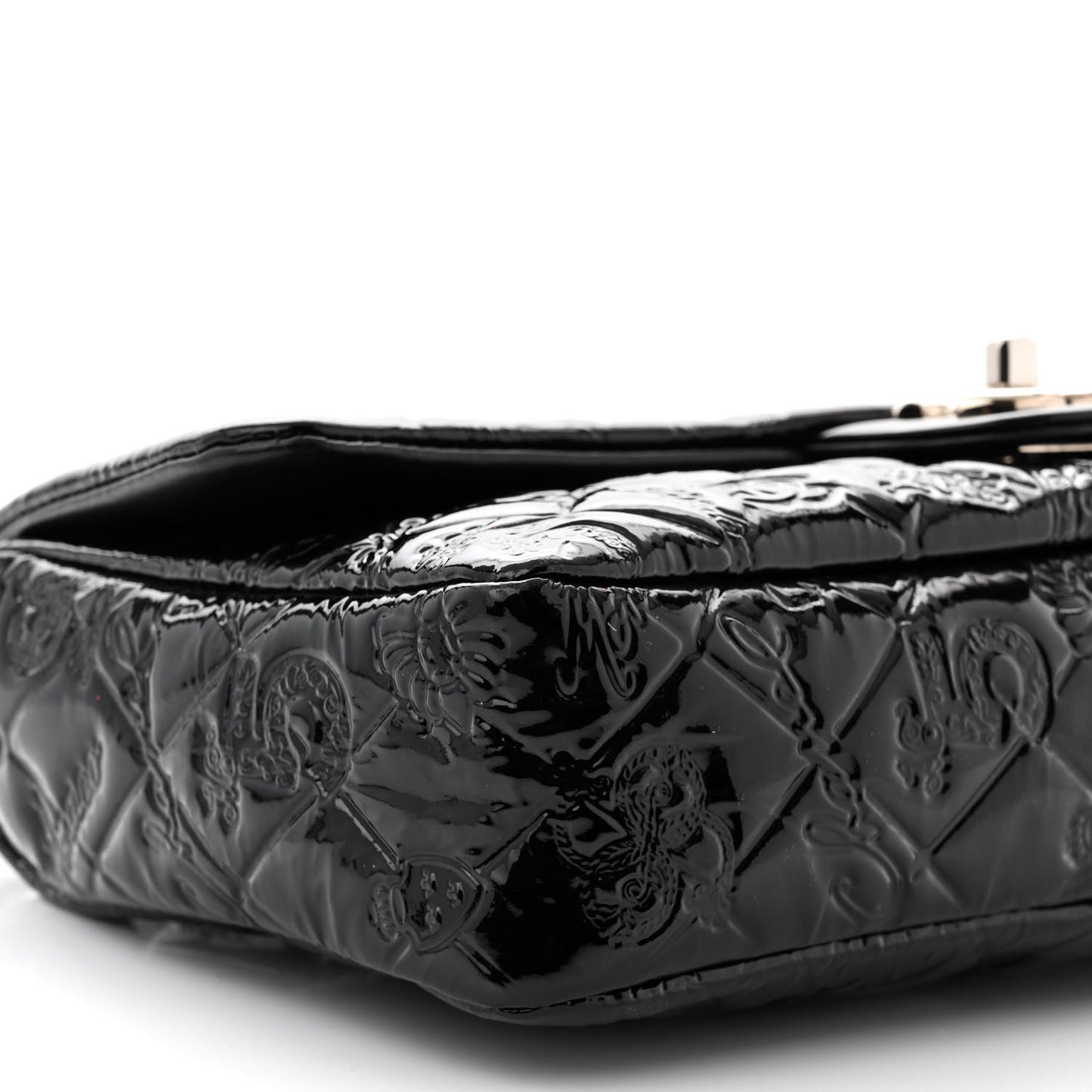 Patent Medium Lucky Symbols Flap Black