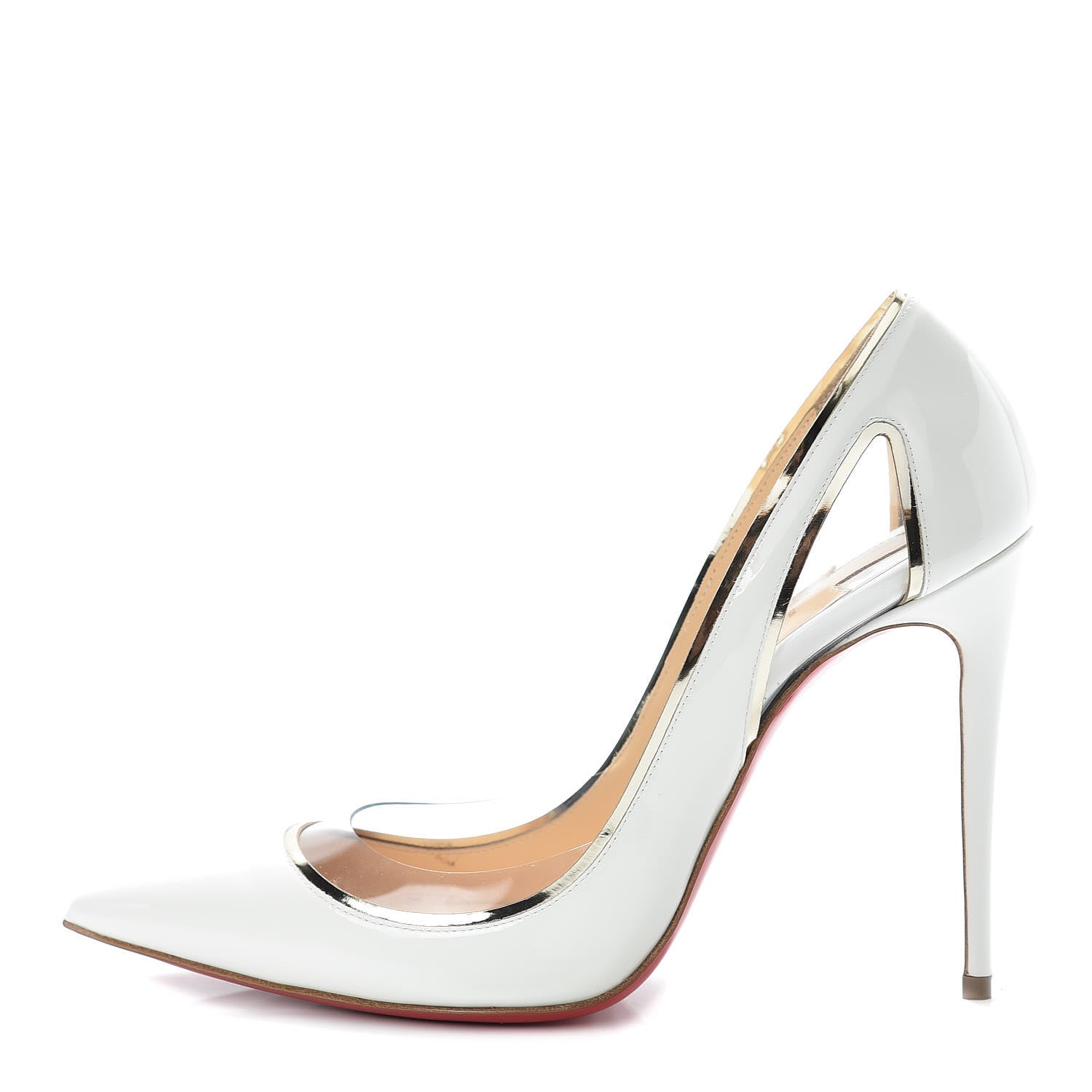 Christian Louboutin Patent PVC Specchio Cosmo 554 100 Pumps 37 Snow 1 of 9