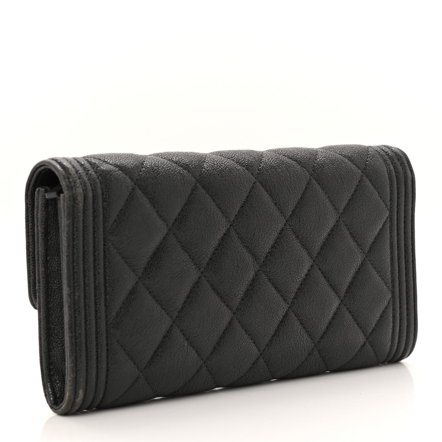 Chanel Metallic Caviar Quilted Boy Flap Wallet Black 3 of 10
