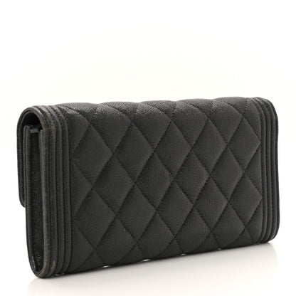 Chanel Metallic Caviar Quilted Boy Flap Wallet Black 3 of 10