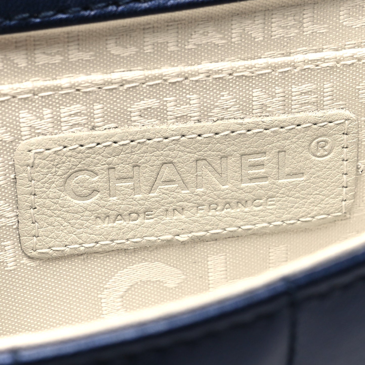 Lambskin Chocolate Bar Quilted 3 Chain Flap Navy Blue