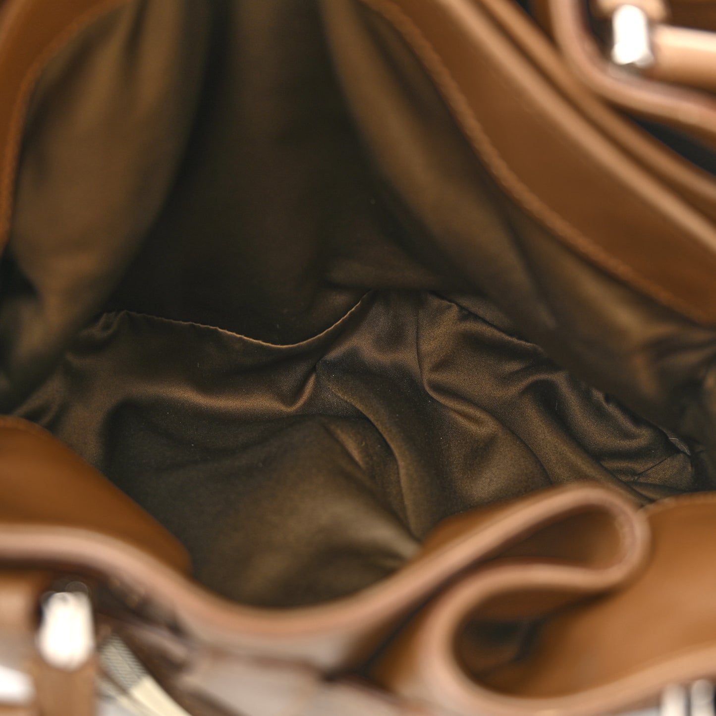 Bridle Calfskin House Check Sliced Beaton Tote Brown Ochre