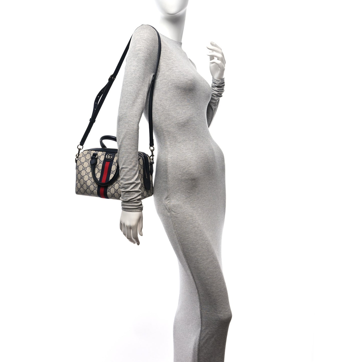 GG Supreme Monogram Web Small Ophidia Top Handle Bag Beige Blue