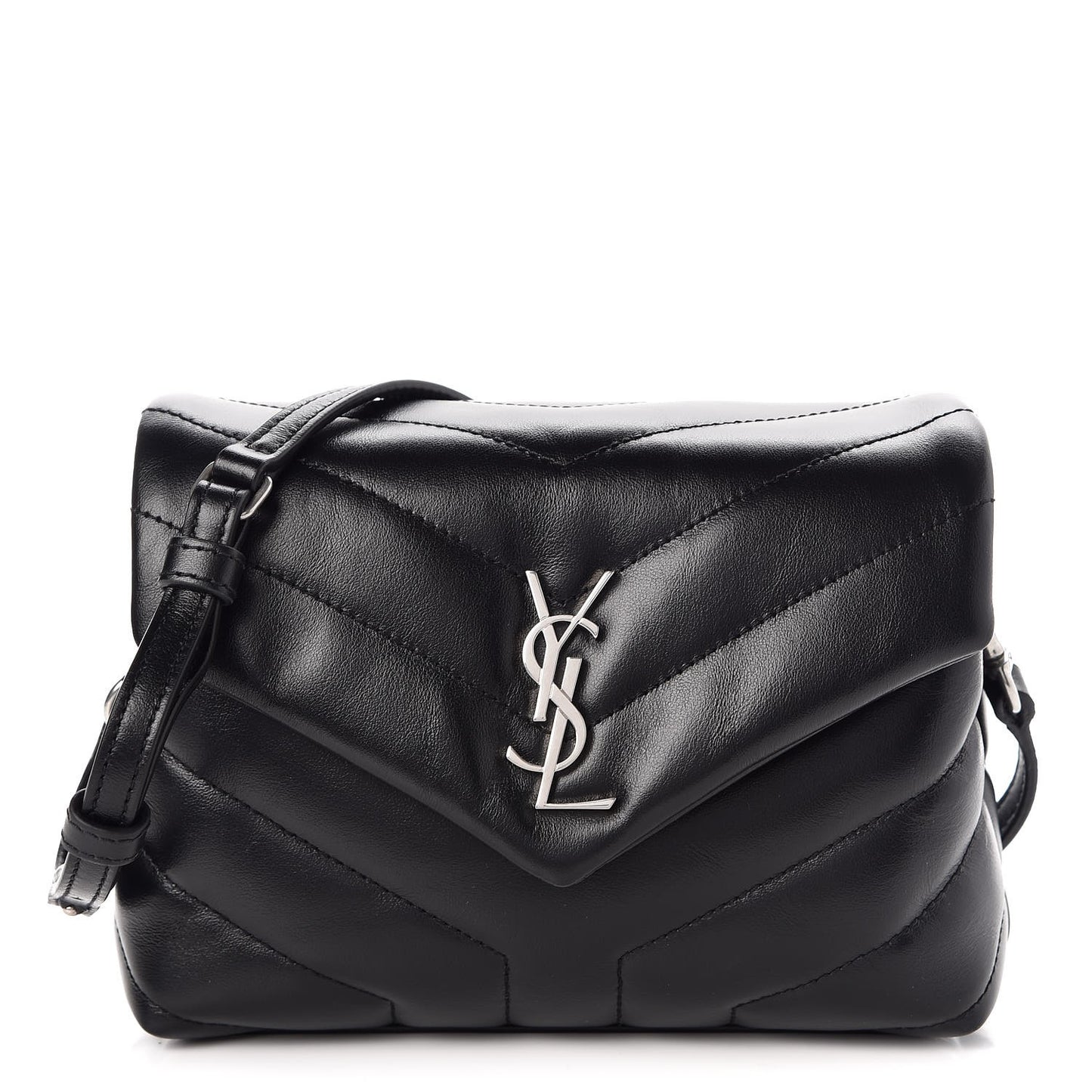 Calfskin Y Quilted Monogram Toy Loulou Crossbody Bag Black