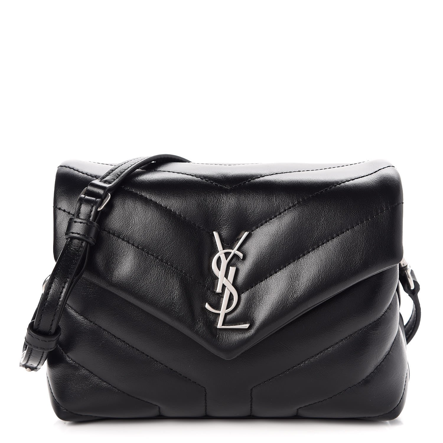 Saint Laurent Calfskin Y Quilted Monogram Toy Loulou Crossbody Bag Black 1 of 8