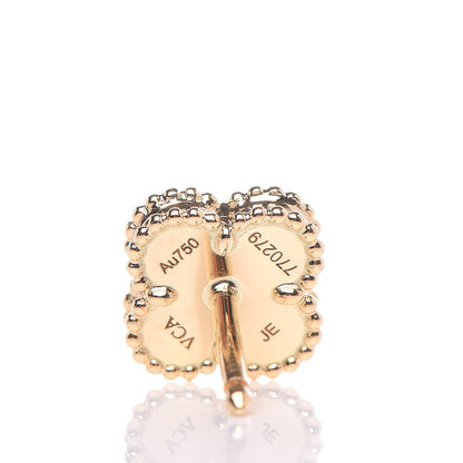 Van Cleef & Arpels 18K Yellow Gold Mother of Pearl Sweet Alhambra Earrings 4 of 5
