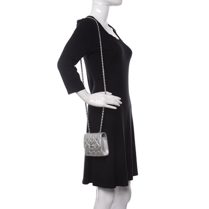Chanel Metallic Lambskin Quilted Mini Trendy CC Clutch With Chain Silver 2 of 12