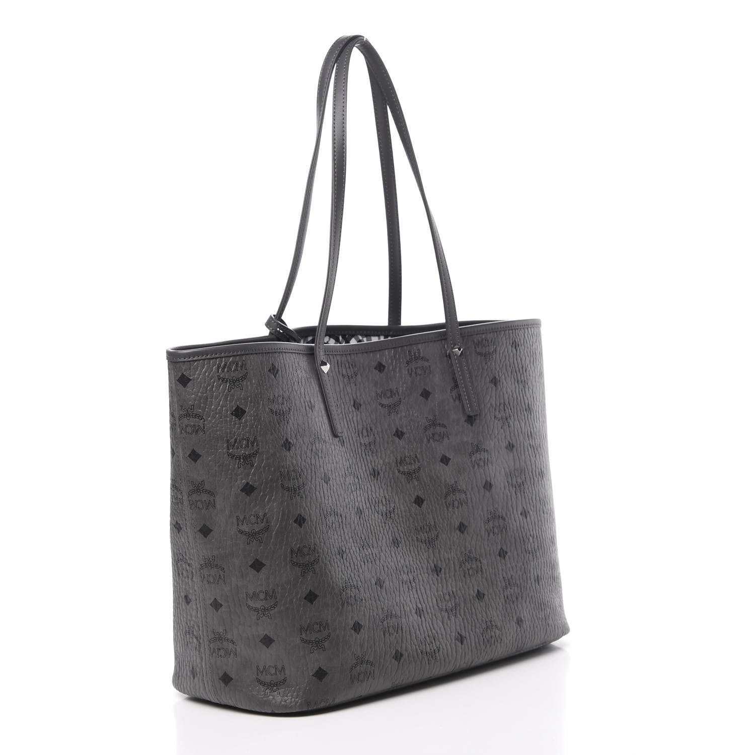 MCM Visetos Medium Liz Reversible Shopper Tote Phantom Grey 4 of 12