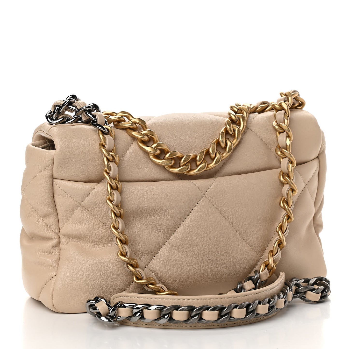 Lambskin Quilted Medium Chanel 19 Flap Light Beige