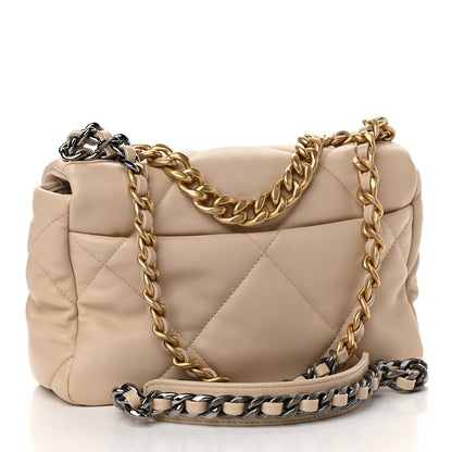 Chanel Lambskin Quilted Medium Chanel 19 Flap Light Beige 3 of 11
