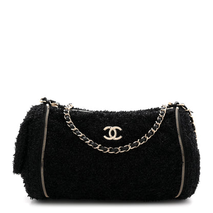 Chanel Tweed Coco Beach Barrel Shoulder Bag Black 3 of 12