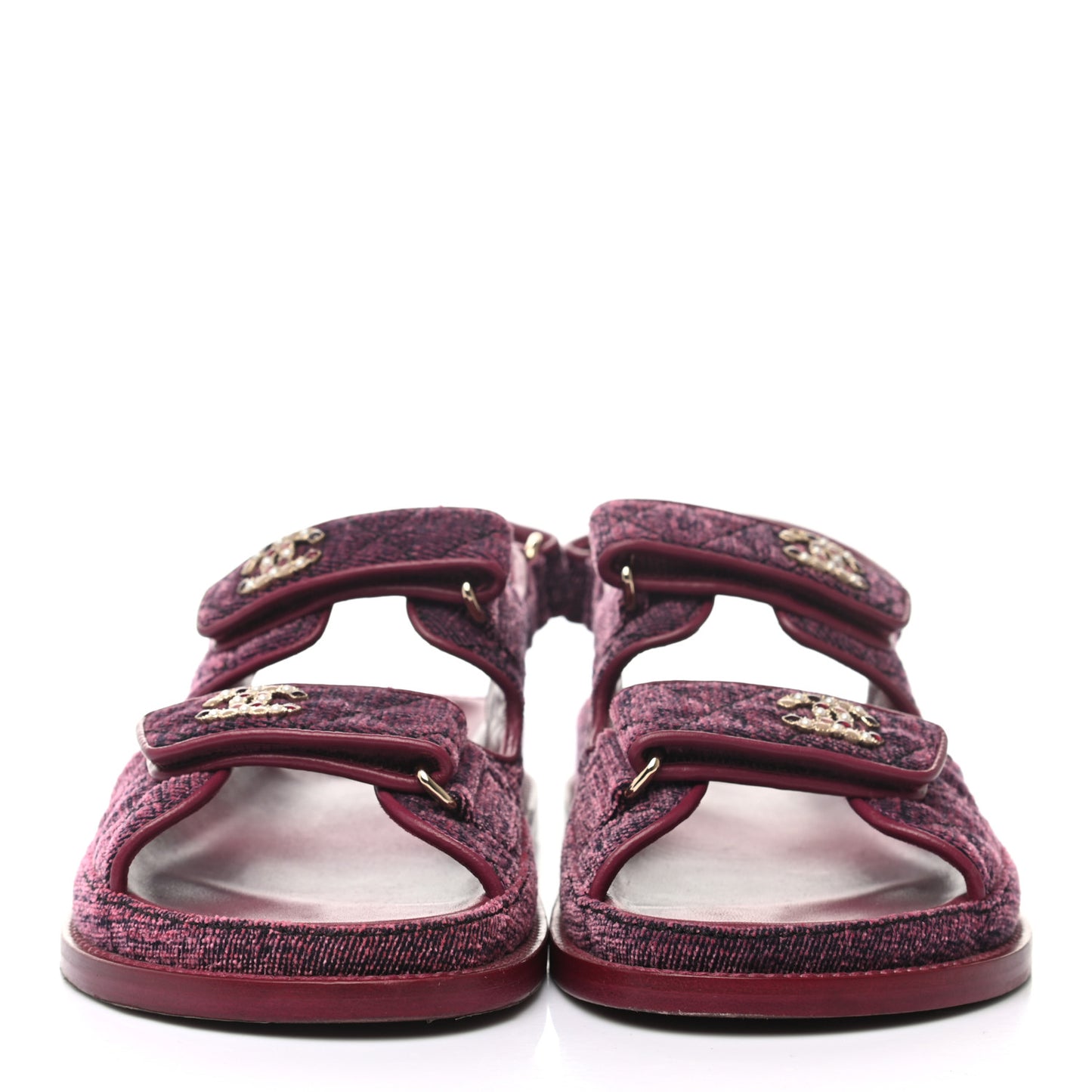 Velvet Velcro Dad Sandals 37.5 Dark Pink