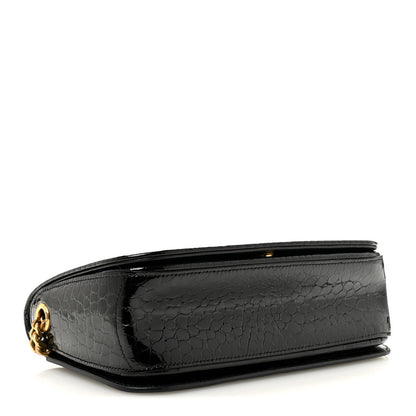 Saint Laurent Patent Calfskin Crocodile Embossed Elise Chain Shoulder Bag Black Black 4 of 11