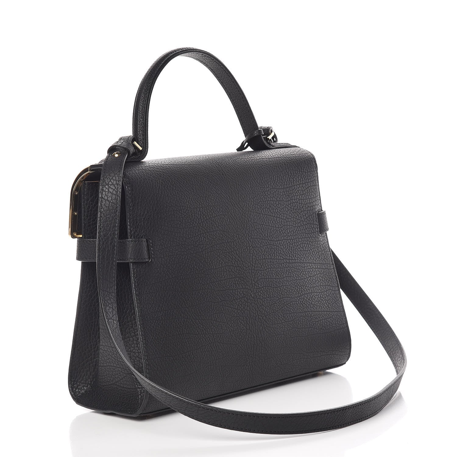 Delvaux Grained Calfskin MM Metal Frame Tempete Satchel Black 3 of 10