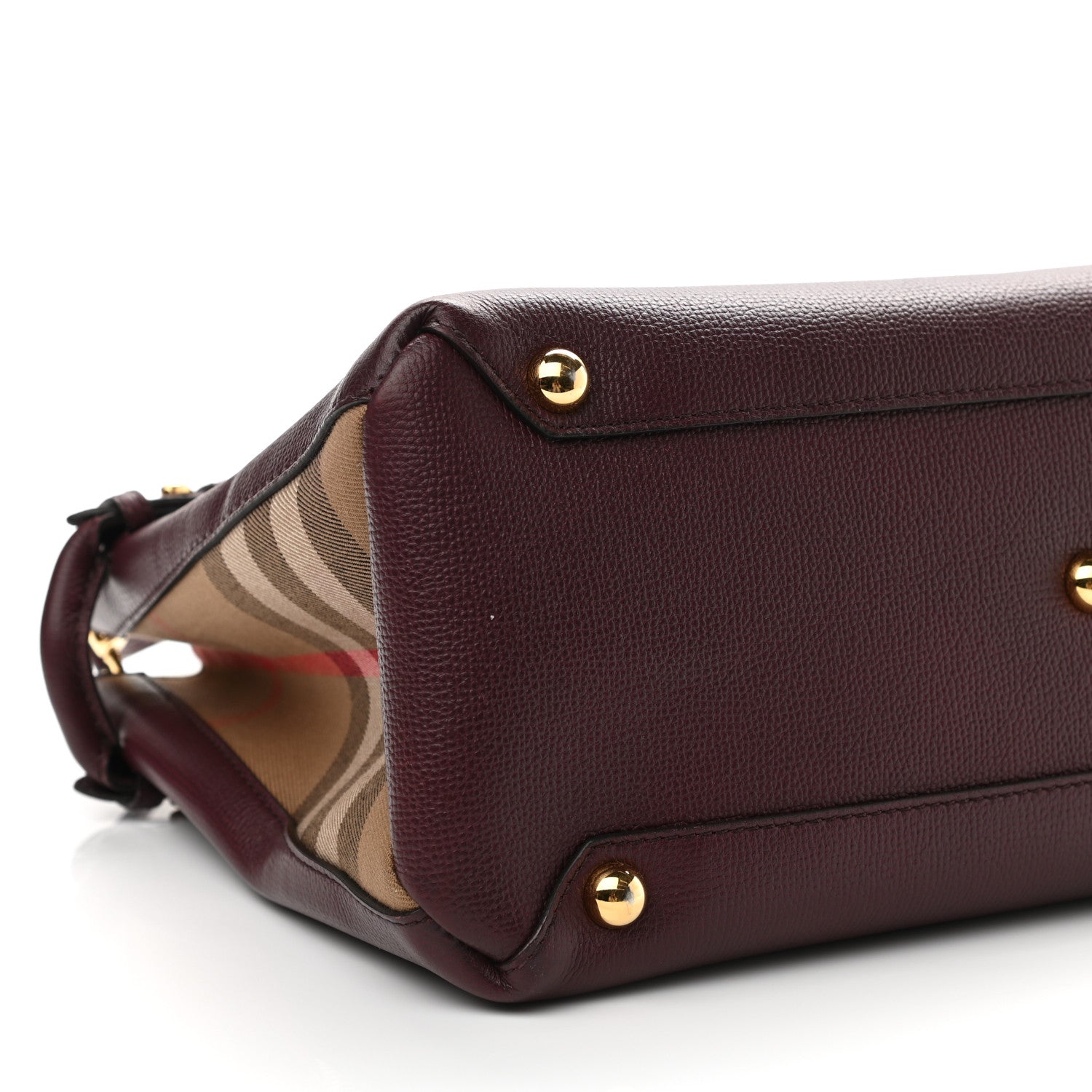 Burberry Derby Calfskin House Check Medium Banner Tote Mahogany Red 9 of 11