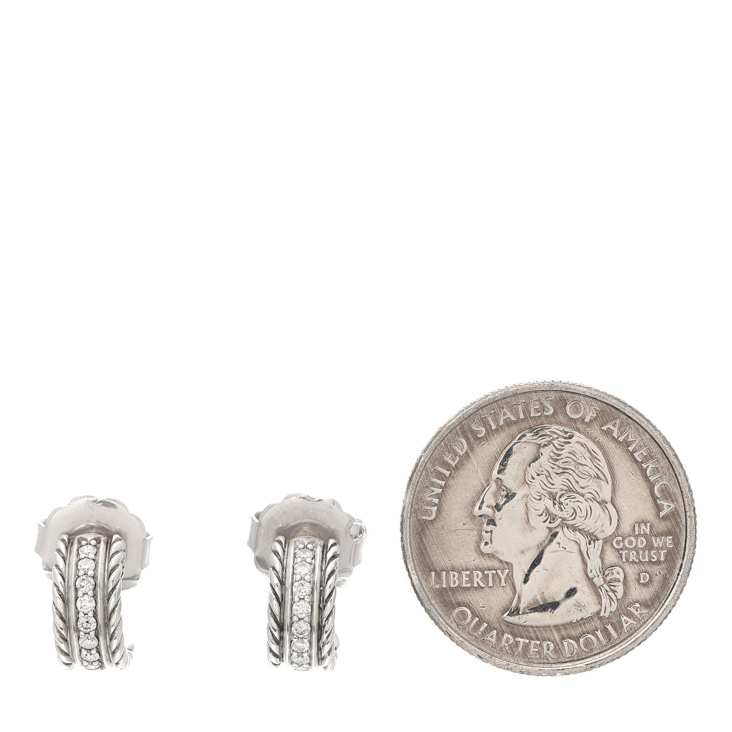 Sterling Silver Diamond 12mm Cable Hoop Earrings