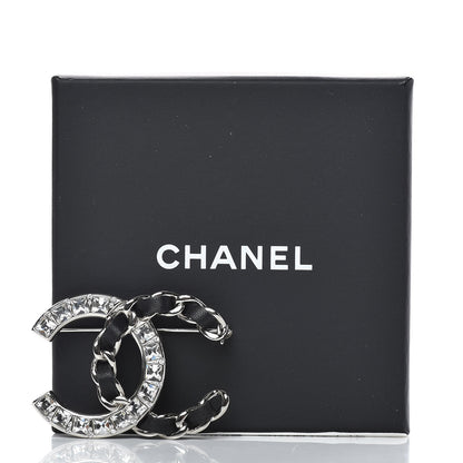 Chanel Lambskin Baguette Crystal CC Brooch Black Silver 5 of 5