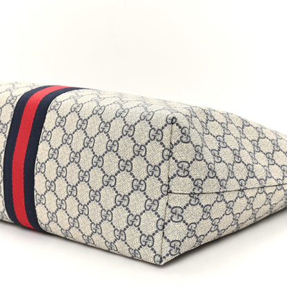 Gucci GG Supreme Monogram Textured Calfskin Web Medium Ophidia Shopping Tote Beige Blue 9 of 9