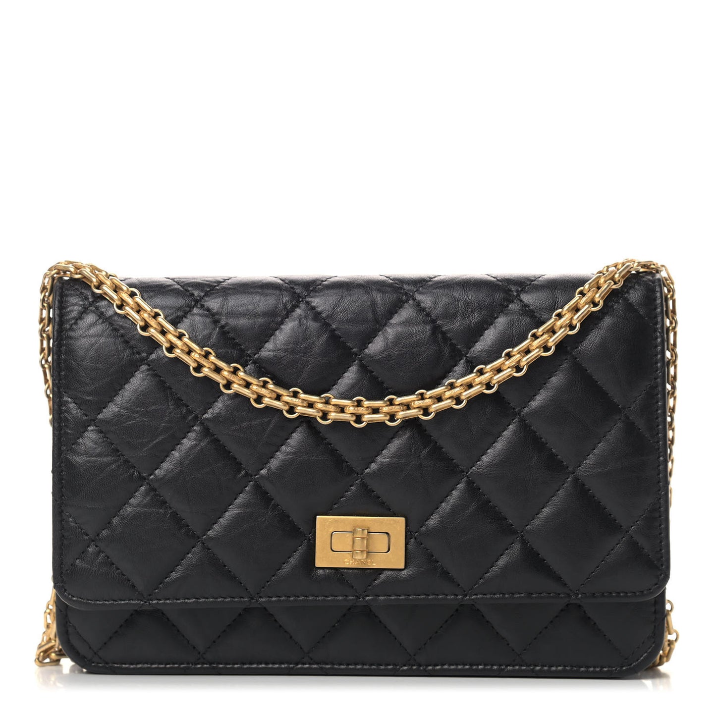 Aged Calfskin Quilted Reissue Wallet On Chain WOC Black