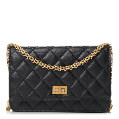 Chanel Aged Calfskin Quilted Reissue Wallet On Chain WOC Black 1 of 11