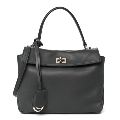 Natural Smooth Calfskin Mini Rodeo Top Handle Handbag Grey