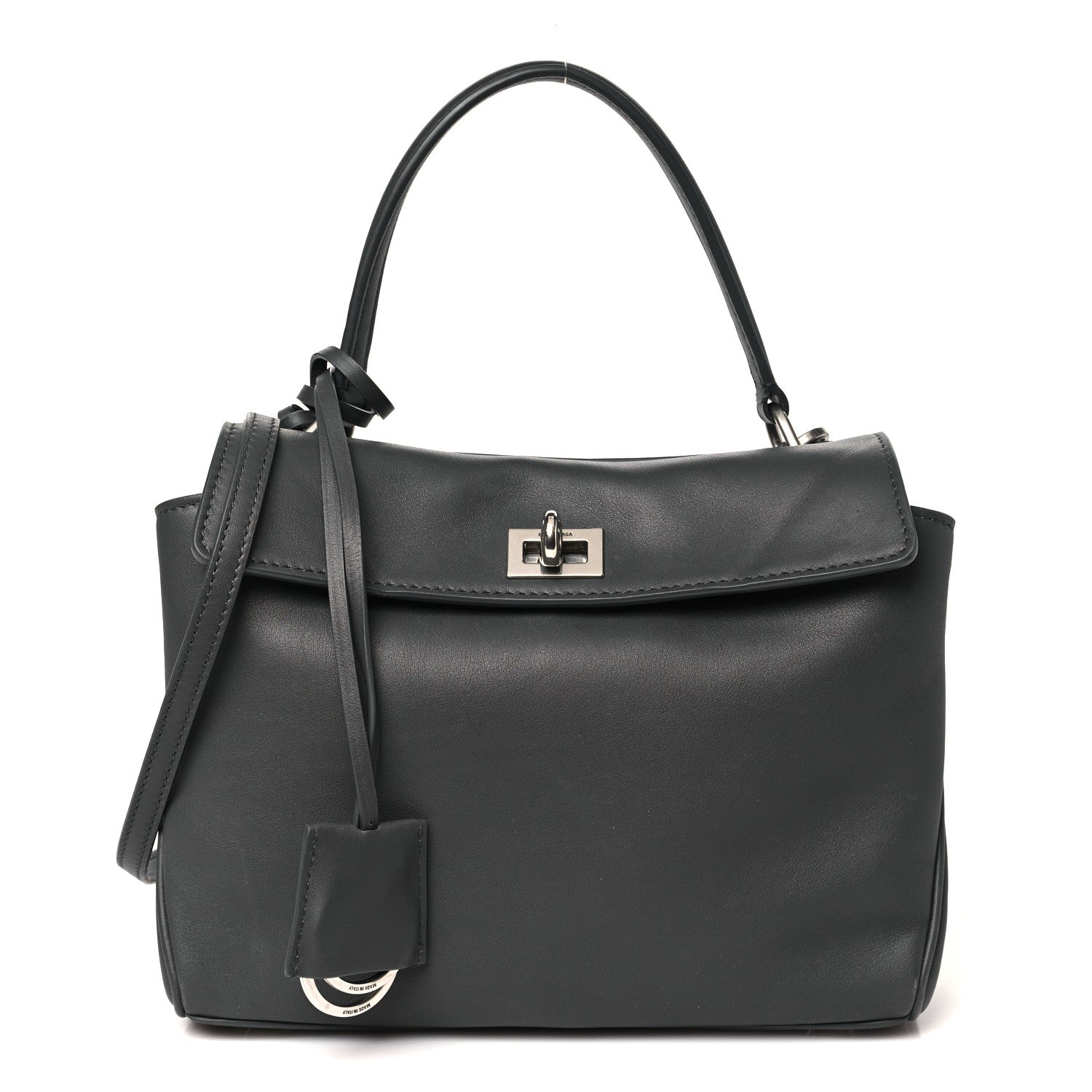 Balenciaga Natural Smooth Calfskin Mini Rodeo Top Handle Handbag Grey 1 of 10