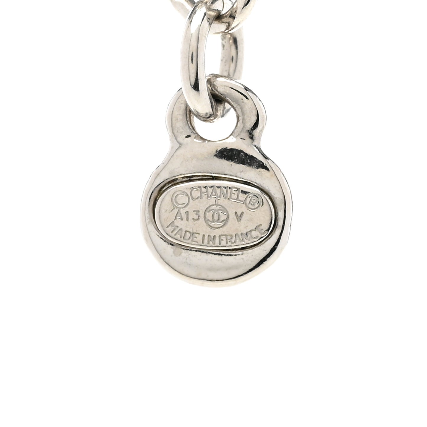 Crystal CC Drop Pendant Necklace Silver