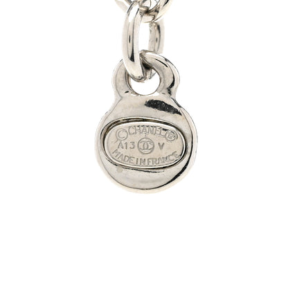 Chanel Crystal CC Drop Pendant Necklace Silver 6 of 6