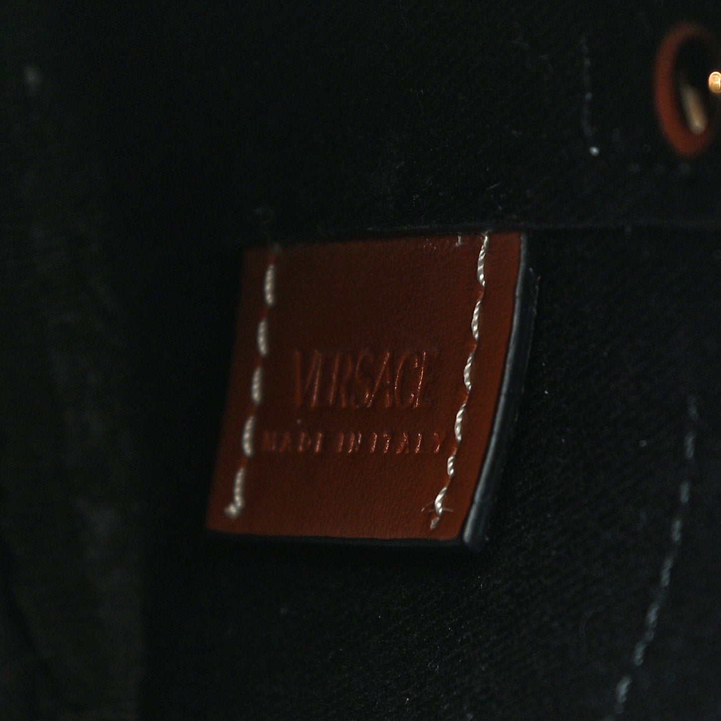 Coated Canvas La Greca Mini Bucket Bag Black Caramel