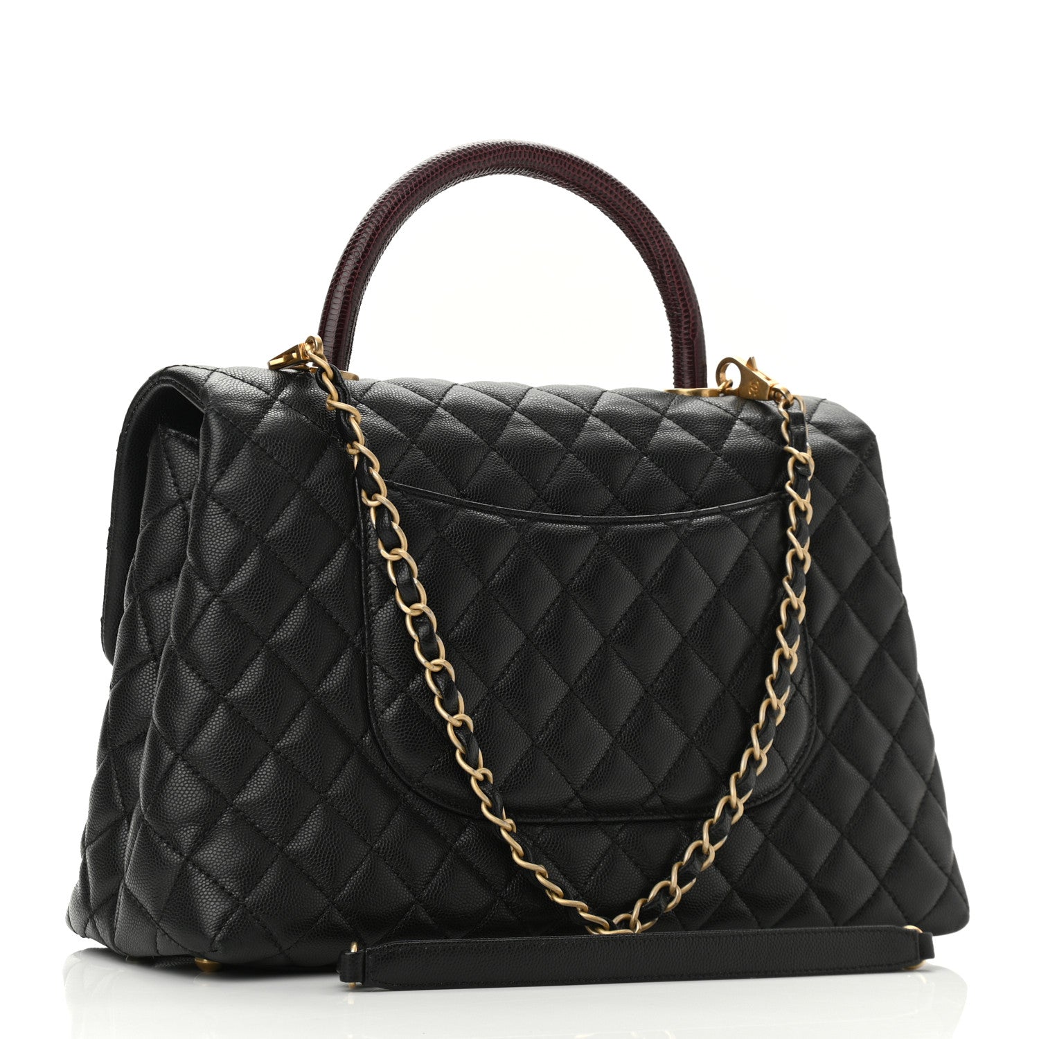 Chanel Caviar Lizard Quilted Medium Coco Handle Flap Black 3 of 10