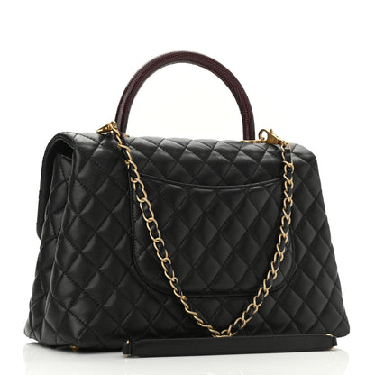 Chanel Caviar Lizard Quilted Medium Coco Handle Flap Black 3 of 10