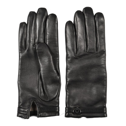 Hermes Lambskin Cashmere Dream Love Gloves 7 Black 1 of 4
