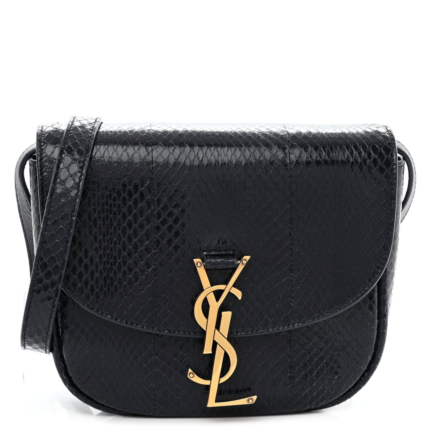 Saint Laurent Snakeskin Small Kaia Satchel Navy 1 of 11